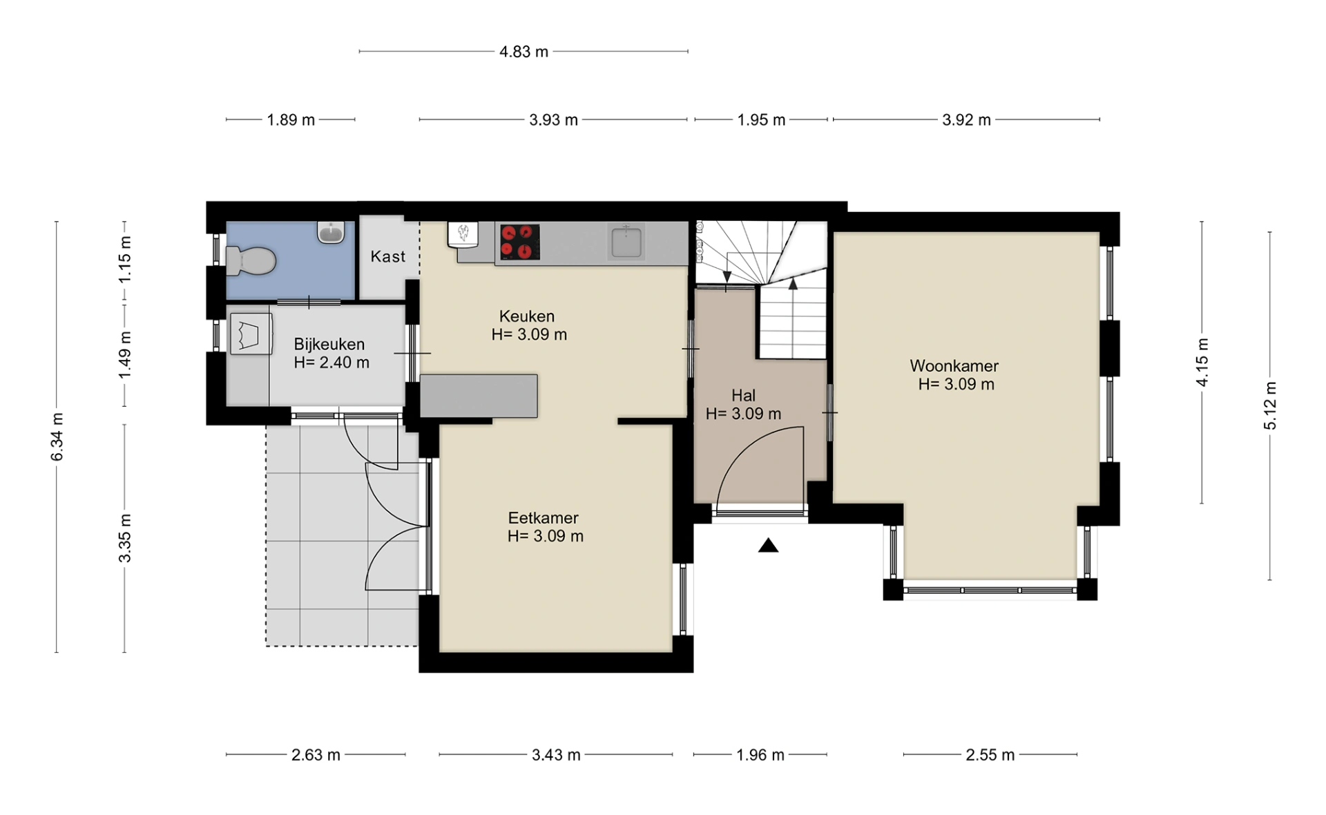 Voorbeeld van een professionele woningplattegrond